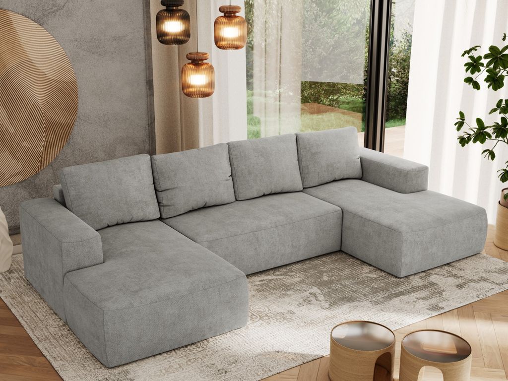 MKS MEBLE Sofa mit Schlaffunktion - Ecksofa mit Schlaffunktion und Bettkasten - Sofa 5 Sitzer - Schlafsofa - Couch - Schlafsofa mit Bettkasten - Tr...
