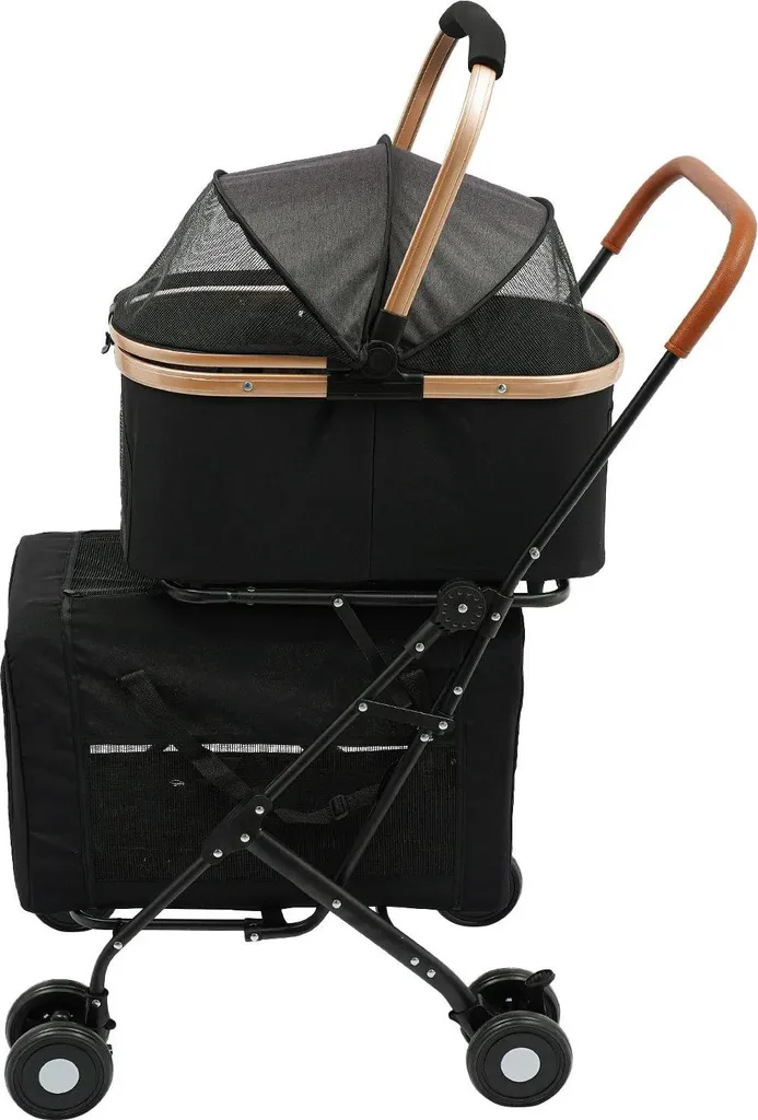 Sac de transport double pour animaux, design noir et léger à étages