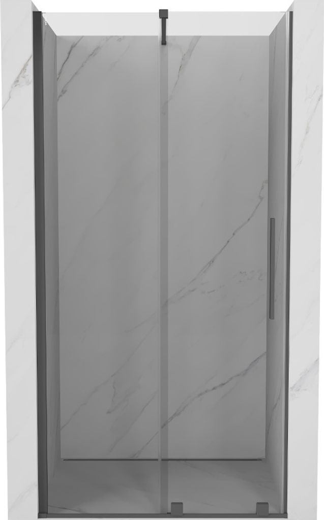 Mexen Velar ausziehbare Duschtür 120 cm, transparent, gun gray gebürstet - 871-120-000-01-66