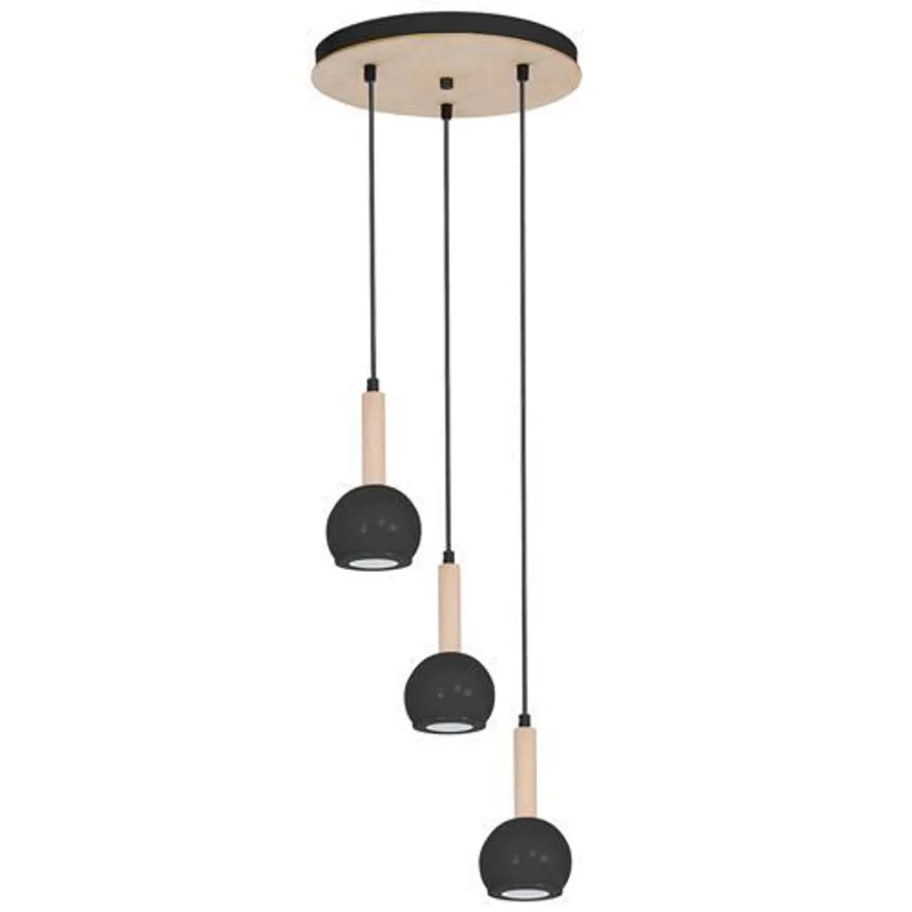 Luminaire de Plafond Bolle 3 Noir pour Salon et Salle à Manger Chic