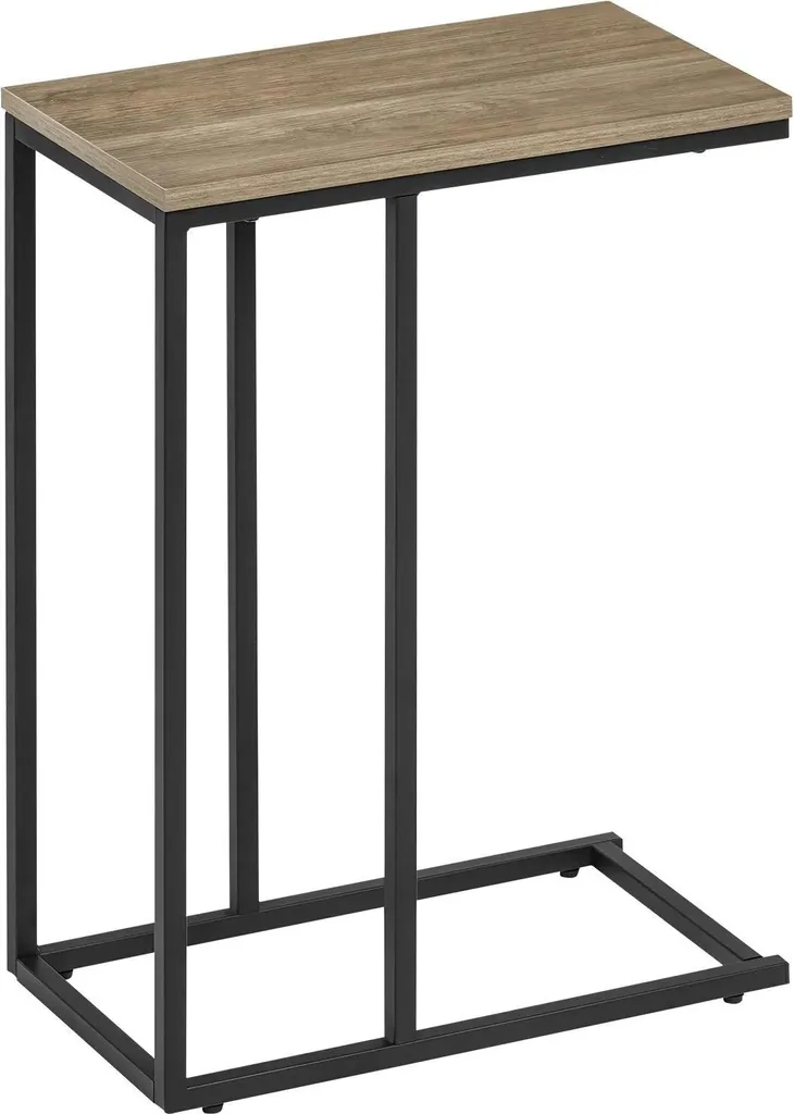Petit guéridon rectangulaire 45 cm - Table d'appoint bois gris et métal