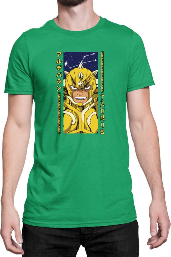 Herren T-Shirt Japan Anime Manga Saint Anime Seiya Taurus Taurus, Man XL / Grün