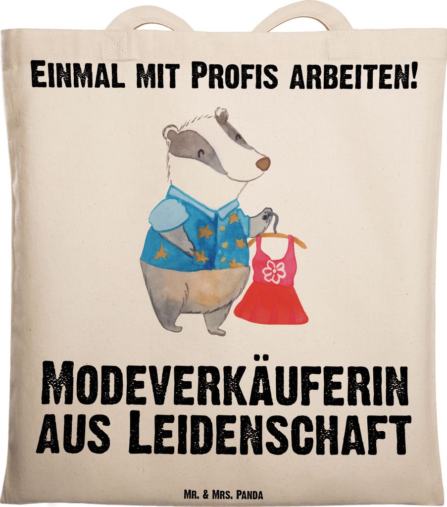 Mr. & Mrs. Panda Schultasche Modeverkäuferin Leidenschaft - Transparent - Geschenk, Spruch, Tragetasche, Witzig, Laptoptasche, Shopping Tasche, Ve...
