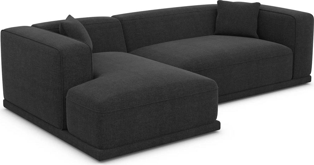Strukturstoff L-Form Sofa Diora Schwarz Links