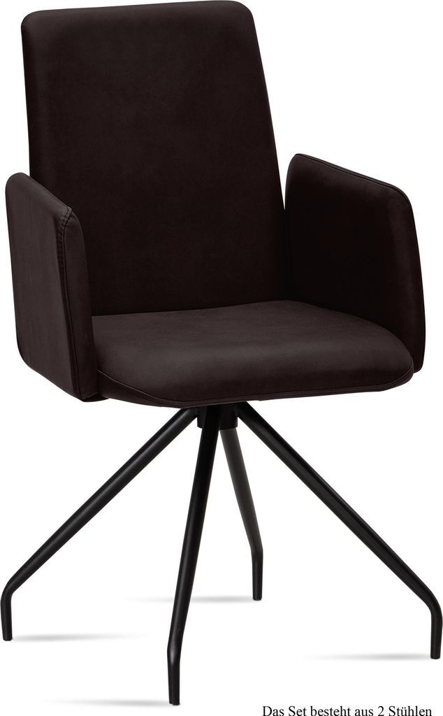 Armlehnstuhl (2er-Set) Detana 52x92x60 Schwarz/Espresso