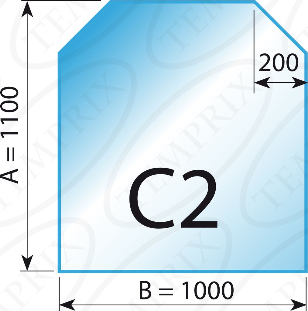 Kaminbodenplatte Ice-Look Form C2 1100 x 1000 x 6mm - (Tragkraft bis 700 Kg)