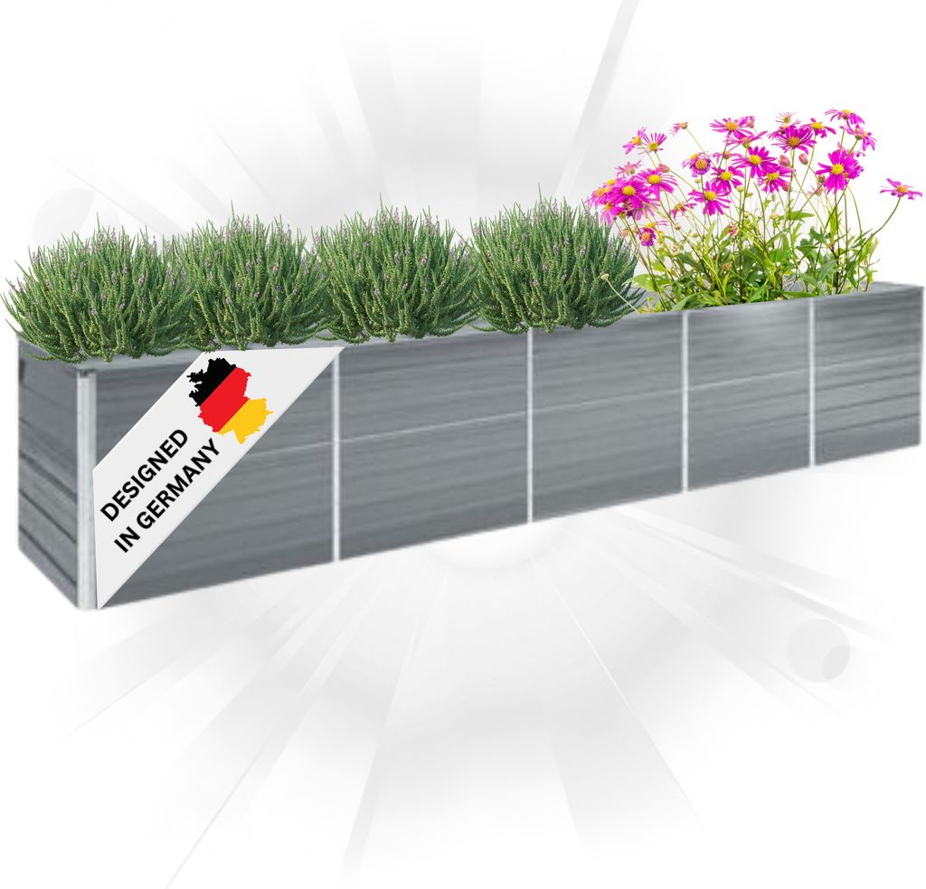 DELUKE® Hochbeet für Garten OSKAR Grau | 400x80x77cm | Produktbild 