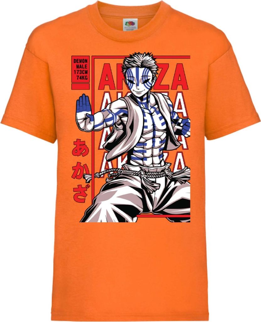 Kinder T-Shirt Demon Anime Slayer Akaza Upper Rank Akaza, 3-4 Jahr - 104 / Orange