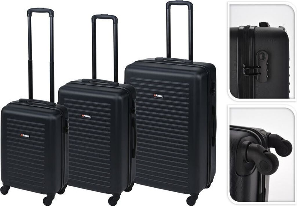 EXCELLENT Reisekoffer auf Rollen 3er Set PROWORLD schwarz KO-FB5000040