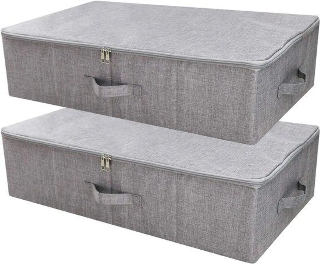 Boîtes de rangement imperméables sous-matelas gris foncé - Lot de 2