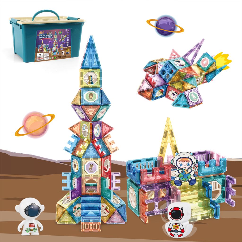 Magnetische Bausteine, 138 Teile Starker Magnet Spielzeug Kinder, Farbenfrohe Magnetbausteine für Kinder ab 3 Jahre