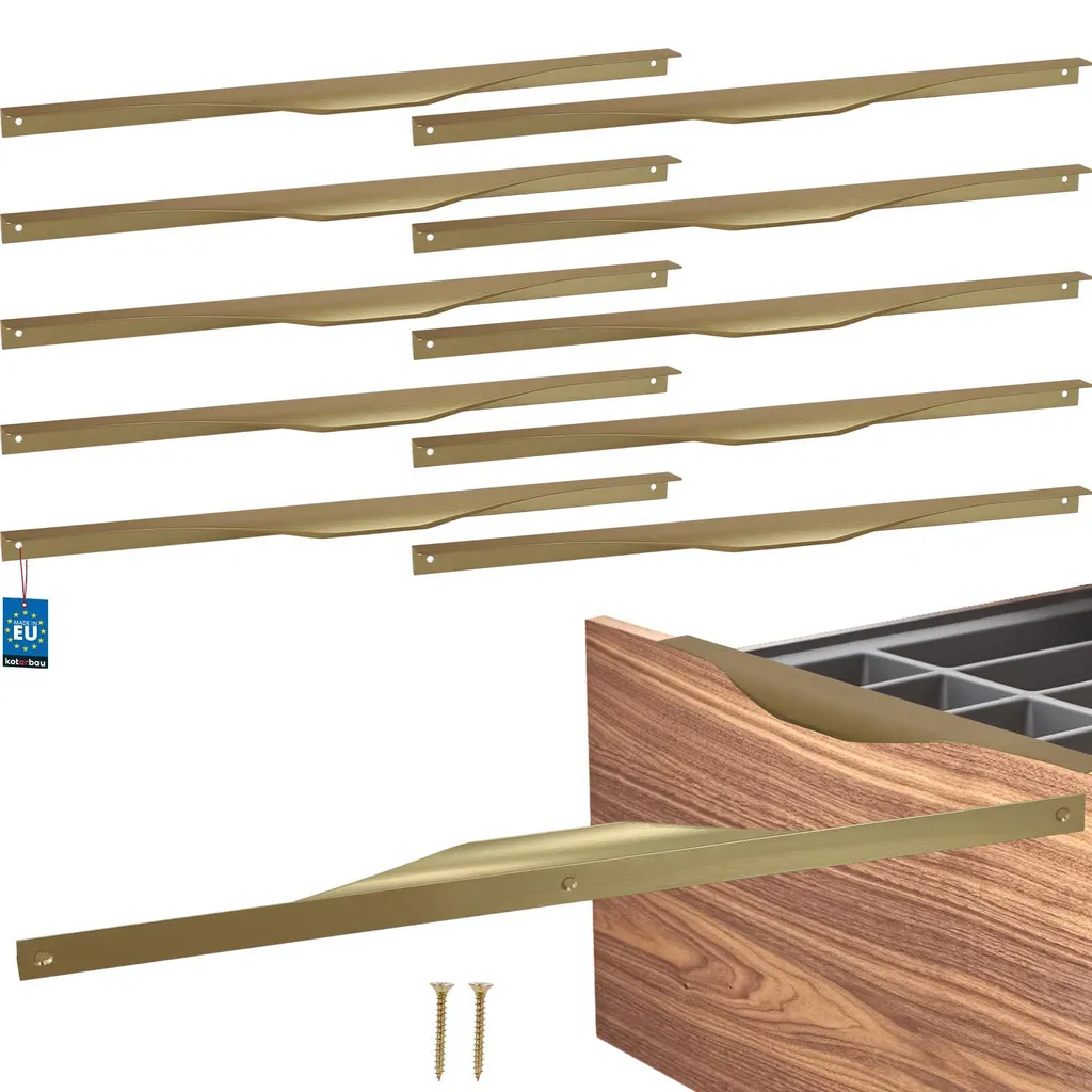 Lot de 6 Poignées de Chant 436mm Or Mat pour Rénovation de Cuisine