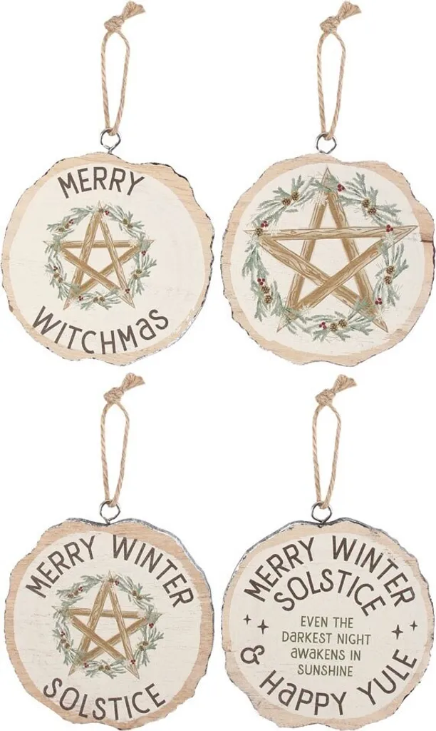 Plaque de porte décorative Solstice d'Hiver en lot de 16 pièces Crème
