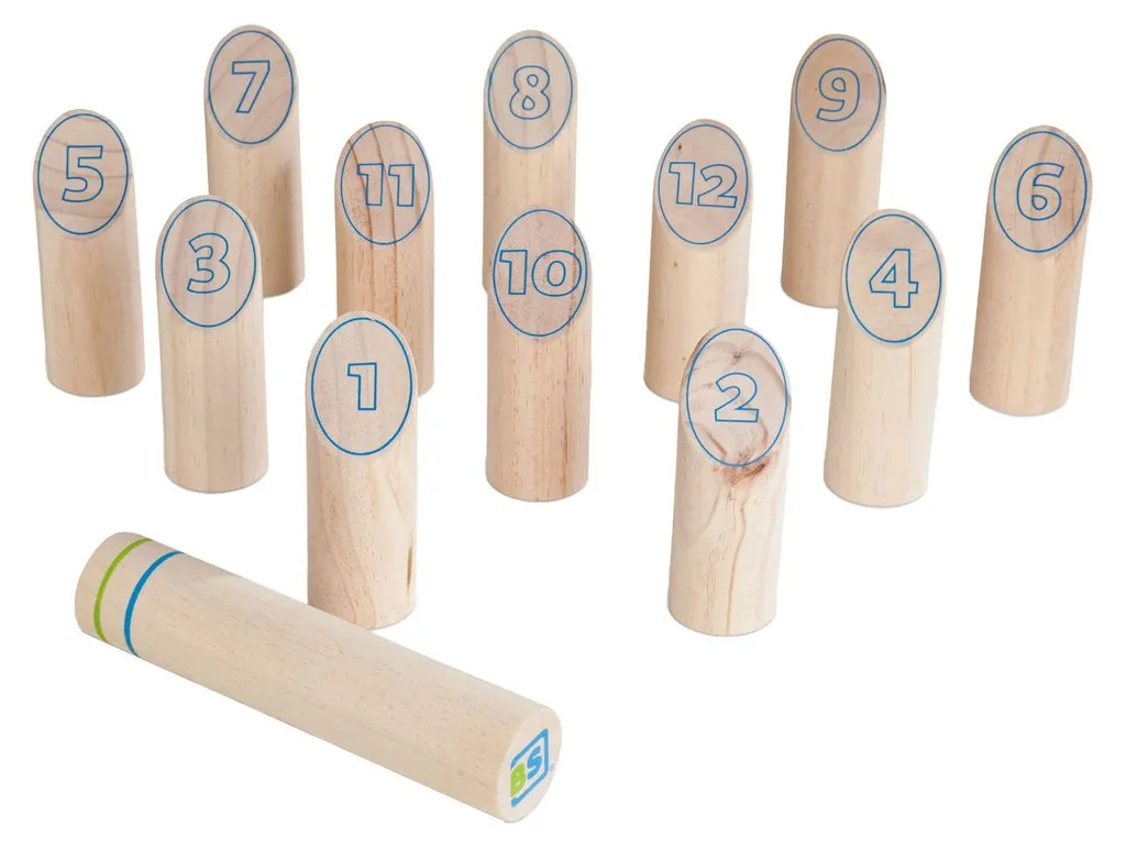 Jeu de quilles finlandaises extérieur en bois avec sac de transport