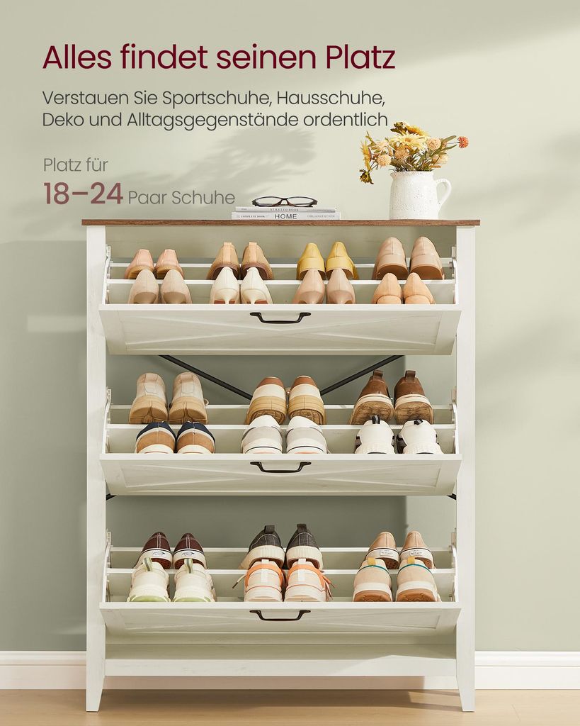 VASAGLE LIRY Kollektion - Schuhschrank 3 Klappen, Produktbild 
