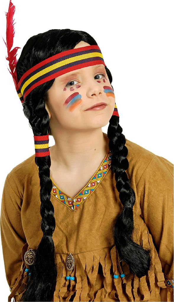 K11276108 schwarz Kinder Mädchen Krieger Perücke