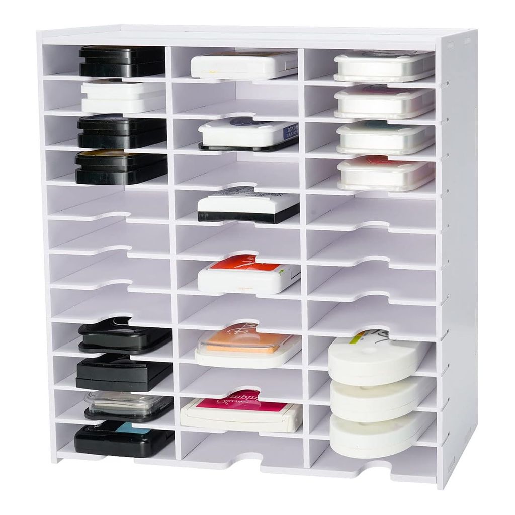 32 Gitter Stempelkissenhalter Ink Pad Tray Organizer Rack Aufbewahrungsbox Für Stempelkissen Aufbewahrungsorganizer Stempelkissen, 33x33x8,4cm