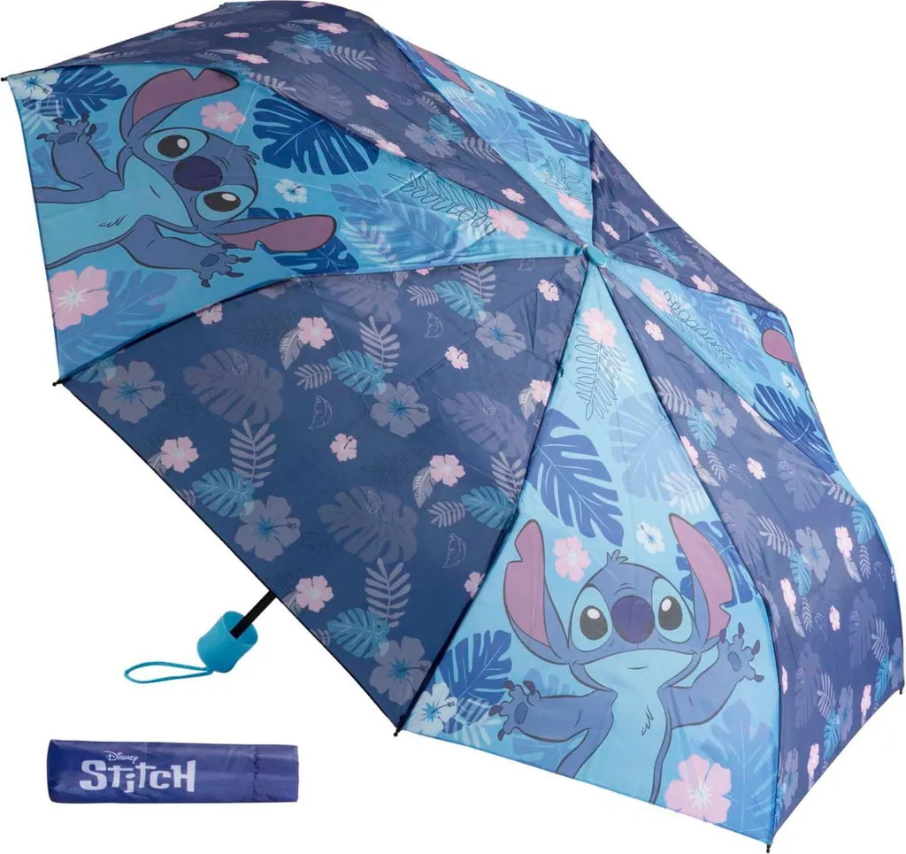 Ombrello Stitch Antivento: Accessorio Pioggia Disney per Scuola e Tempo Libero