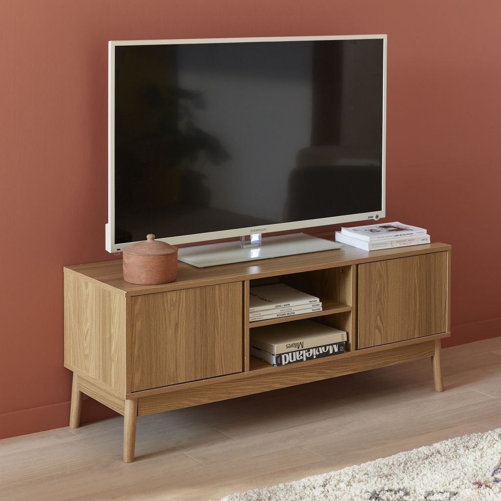 sweeek - TV-Möbel Holzdekor 2 Türen L 120 cm - Natur Produktbild 1