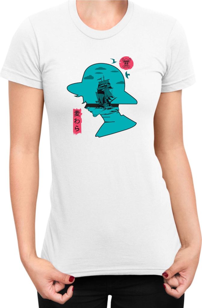 Damen T-Shirt Japan Anime Manga One Manga Piece Anime Luffy 07 Thousand Sunny, Lady 2XL / Weiß