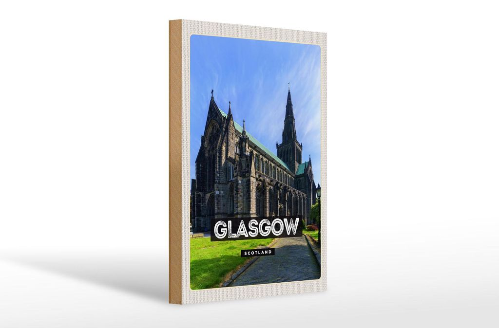 Holzschild Reise 20x30cm Glasgow Scotland Schloss
