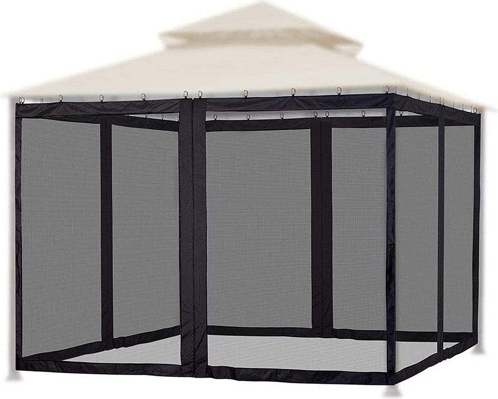 Anti-Mücken-Hängenetz für den Außenbereich, Moskitonetz für Grillhütten im Freien, Gartenhofzaun 300 x 360 cm (10 x 12 Fuß) (schwarz, vier T...