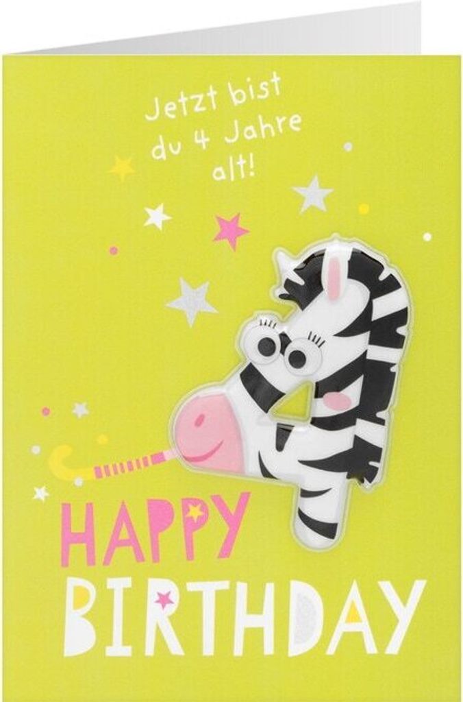 Geburtstagskarte - Happy Birthday - Jetzt bist du 4 Jahre Produktbild 