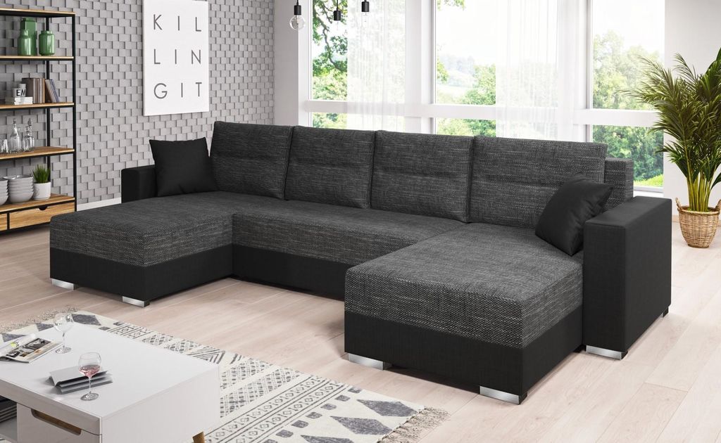 Couchgarnitur Sofa Sofagarnitur Clara U Schlaffunktion Wohnlandschaft