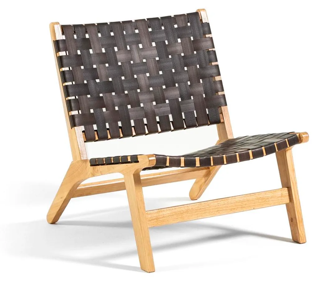 Fauteuil de lecture confortable en bois et polyrotin pour coin détente