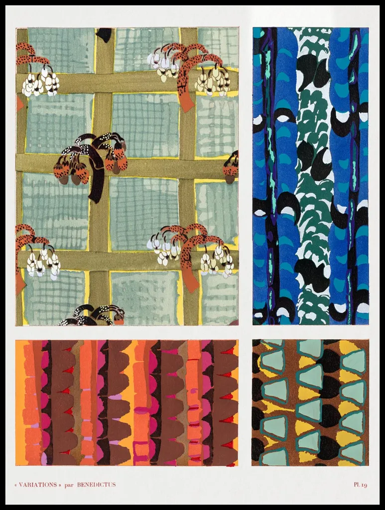 Poster Vintage Bénédictus 75x100cm - Fiori Art Déco Variations 1924