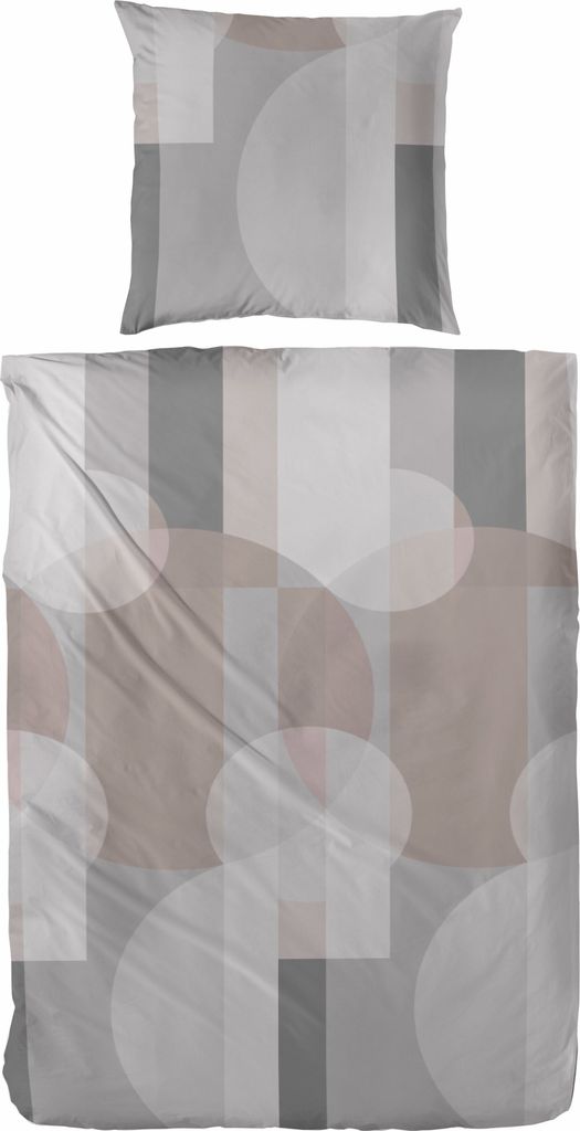 Westminster Feinbiber Bettwäsche 135x200 Punkte Streifen beige grau 173096-77