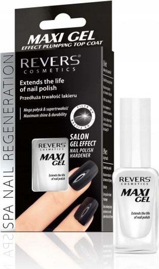 Revers MAXI GEL EFFECT PLUMPING TOP COAT Verlängert die Haltbarkeit von Nagellack, 10ml