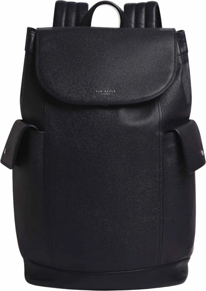Sac à dos en cuir véritable Ted Baker Kailebs - Bleu marine grain caviar