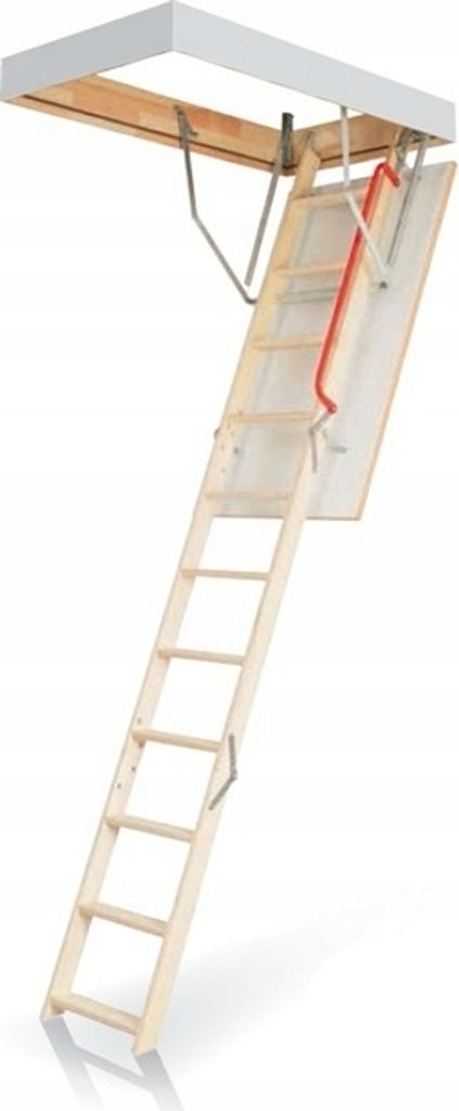 Holz-Dachbodenleiter 60x120 cm weiß Luke + Handlauf