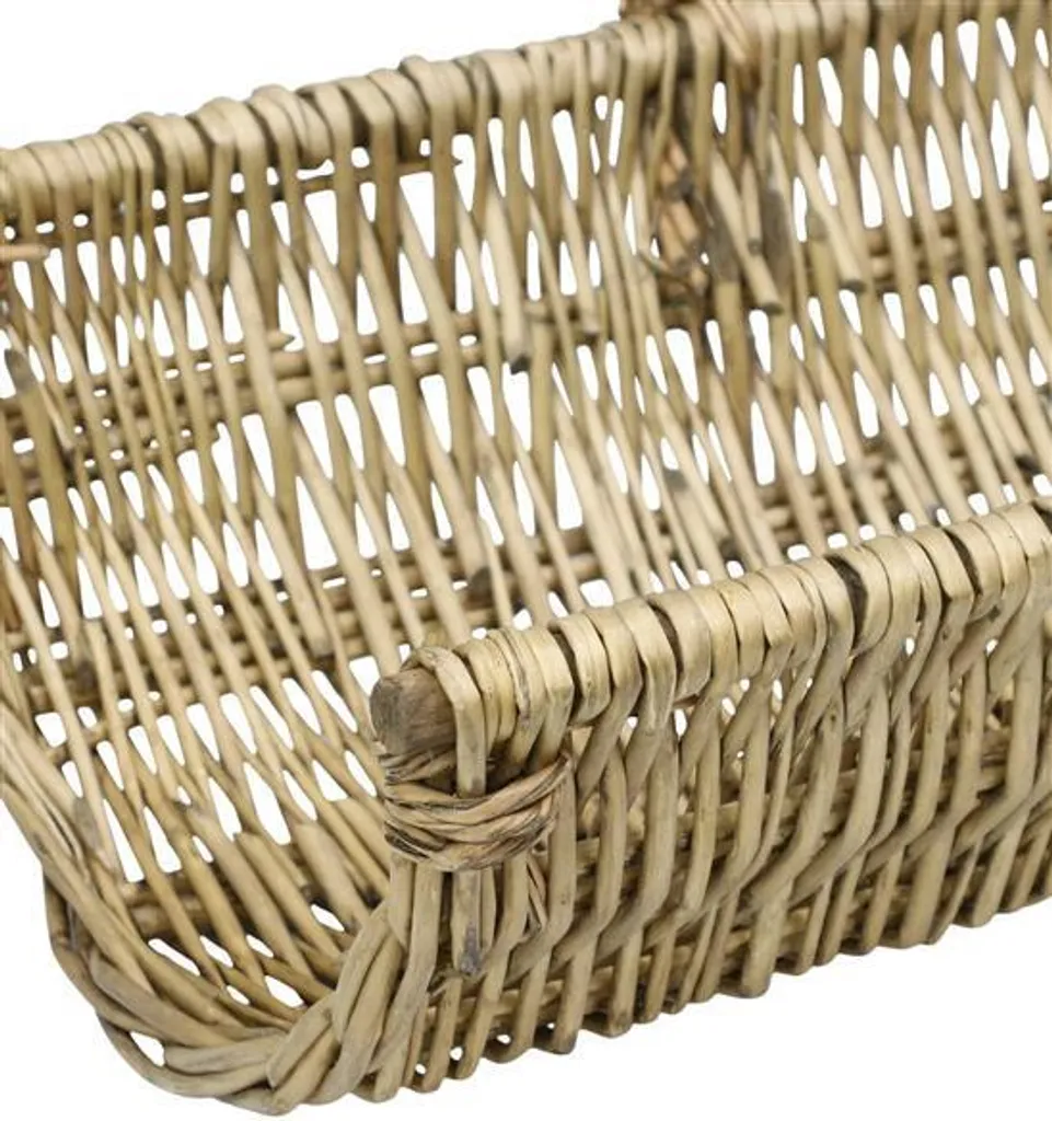 Panier à bois Trendy en osier marron pour bois de chauffage robuste