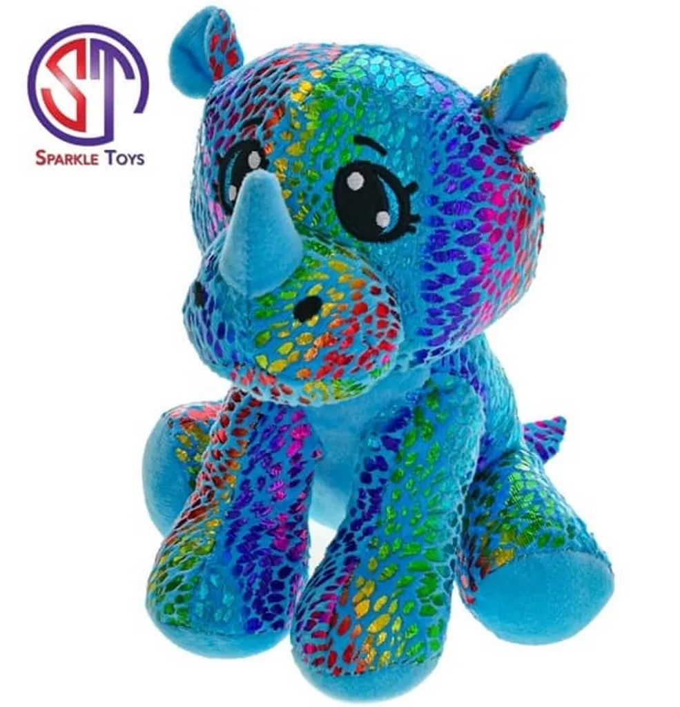 Rhino Star Sparkle peluche bleue scintillante 16cm assise 0 mois +