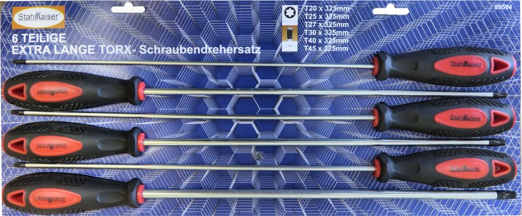Torx Schraubendreher Set extra lang T-Profil T20-T45 6-tlg.