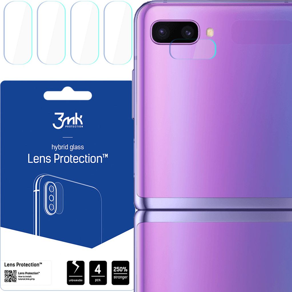 3mk Hybridglas Lens Protection für Samsung Galaxy Z Flip 5G Kamera Objektiv Kameralinse 0,16mm 6H (4 Stück)