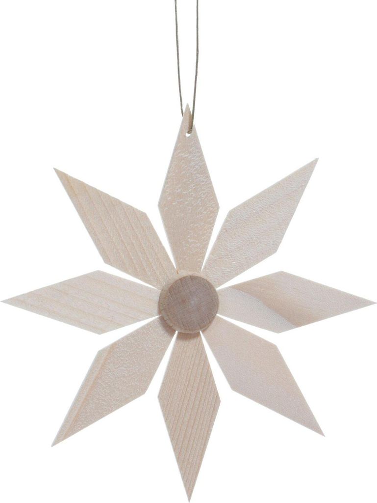 Christbaumschmuck Holzstern mit 8 großen Segmenten ø 10 cm NEU