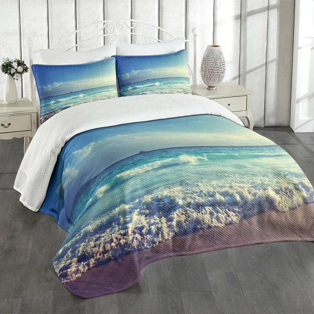 Set Copriletto Tropicale ABAKUHAUS 220x220 Turchese per Camera