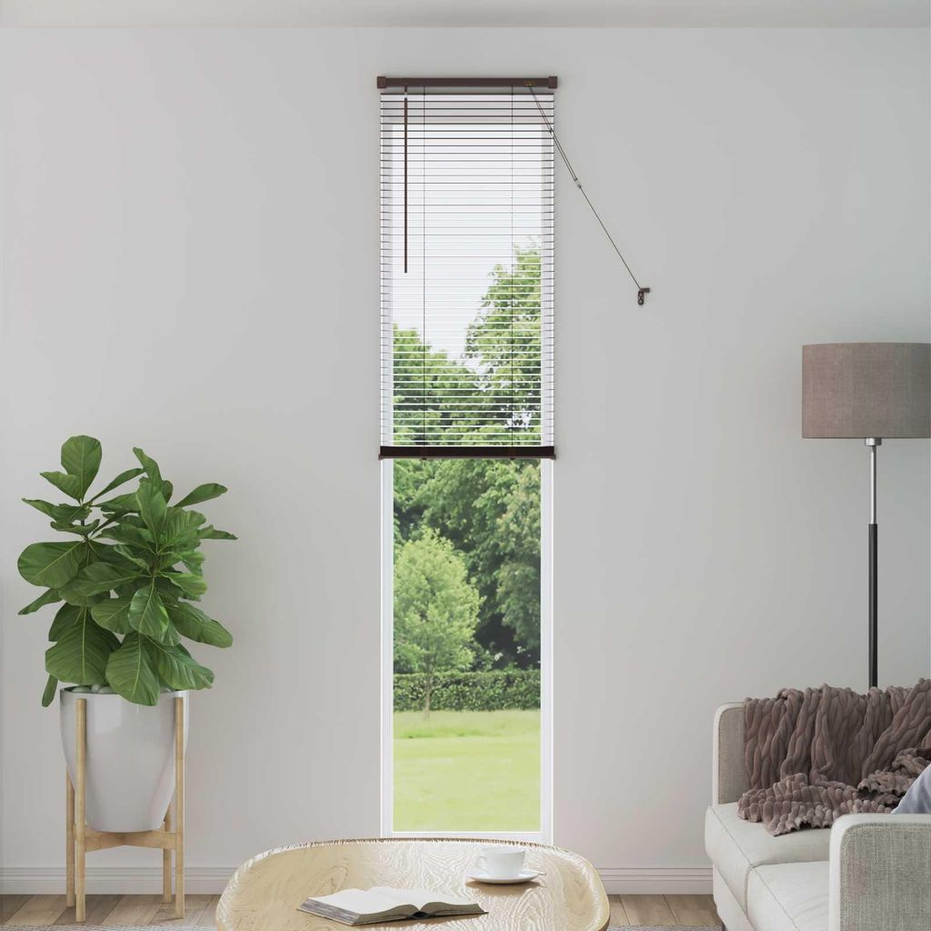 "Schlussverkauf" Balkonrollo Sichtschutz - Venetianer Jalousie Dunkelbraun mit Muster 213x40 cm PVC C16745