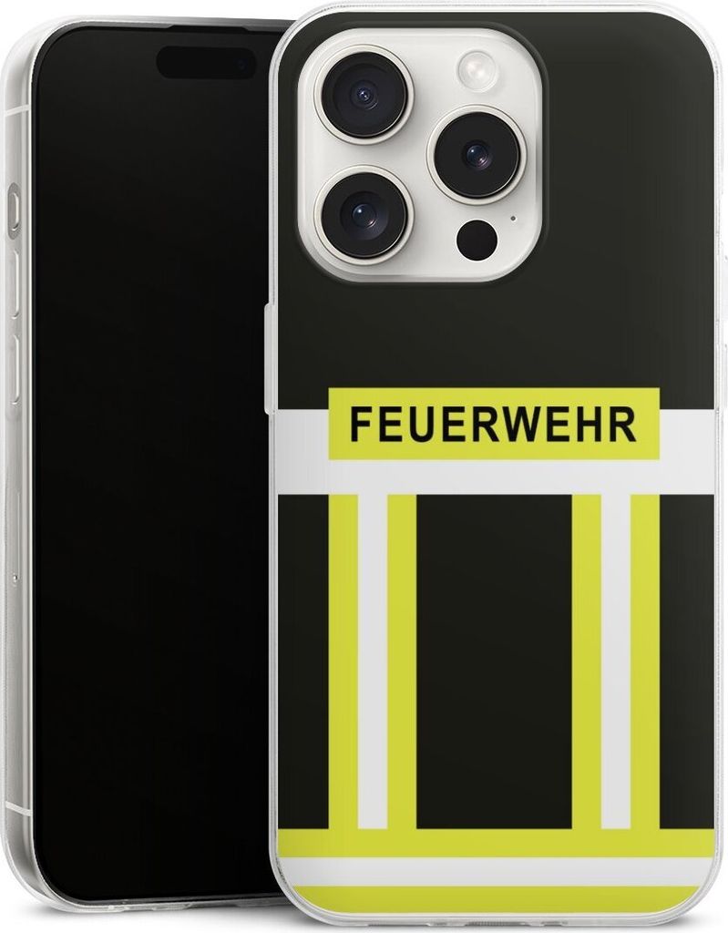 DeinDesign Slim Hülle für Apple iPhone 15 Pro Silikon Case Ultra Dünn Handyhülle Beruf Feuerwehr Feuerwehrmann