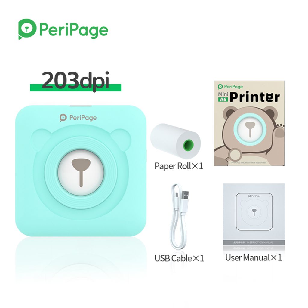 PeriPage A6 Mini-Fotodrucker – Tragbar, Bluetooth, AR-Foto, 57-mm-Papier, Für Android/iOS/Windows