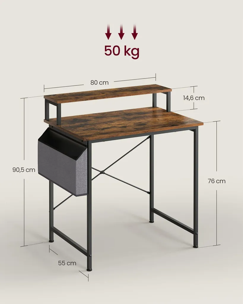 Bureau d'ordinateur Valora LWD080B01V1 avec support d'écran - 11