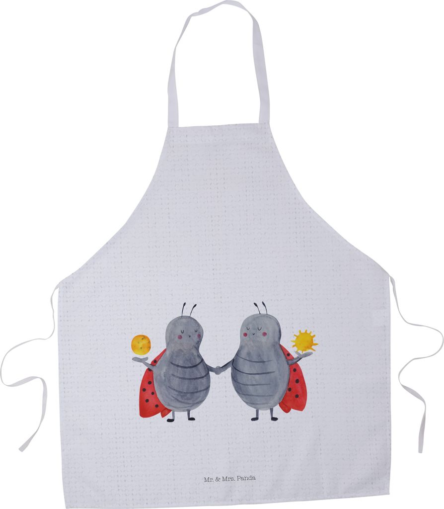 Mr. & Mrs. Panda Grillschürze Sternzeichen Zwilling - Weiß - Geschenk, Kochschürze, Zwillingsbruder, Glückskäfer, Schürze, Marienkäfer, Gril...
