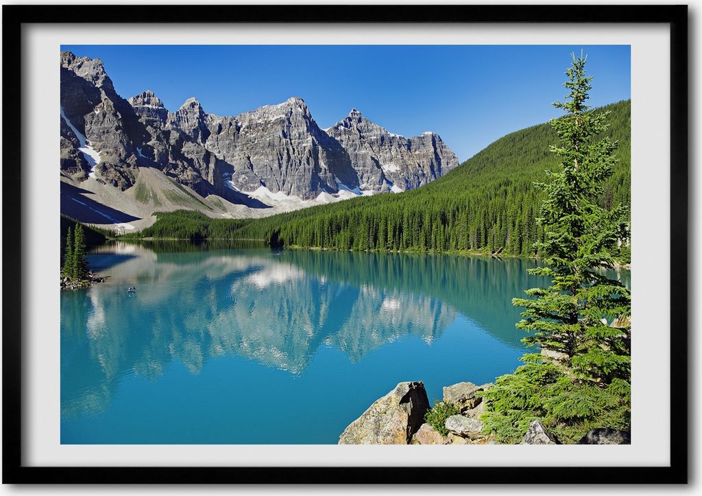 Bild - Bilderrahmen - 100 cm x 70 cm - MDF - Rahmen - Foto - Wandkunst See in den Bergen