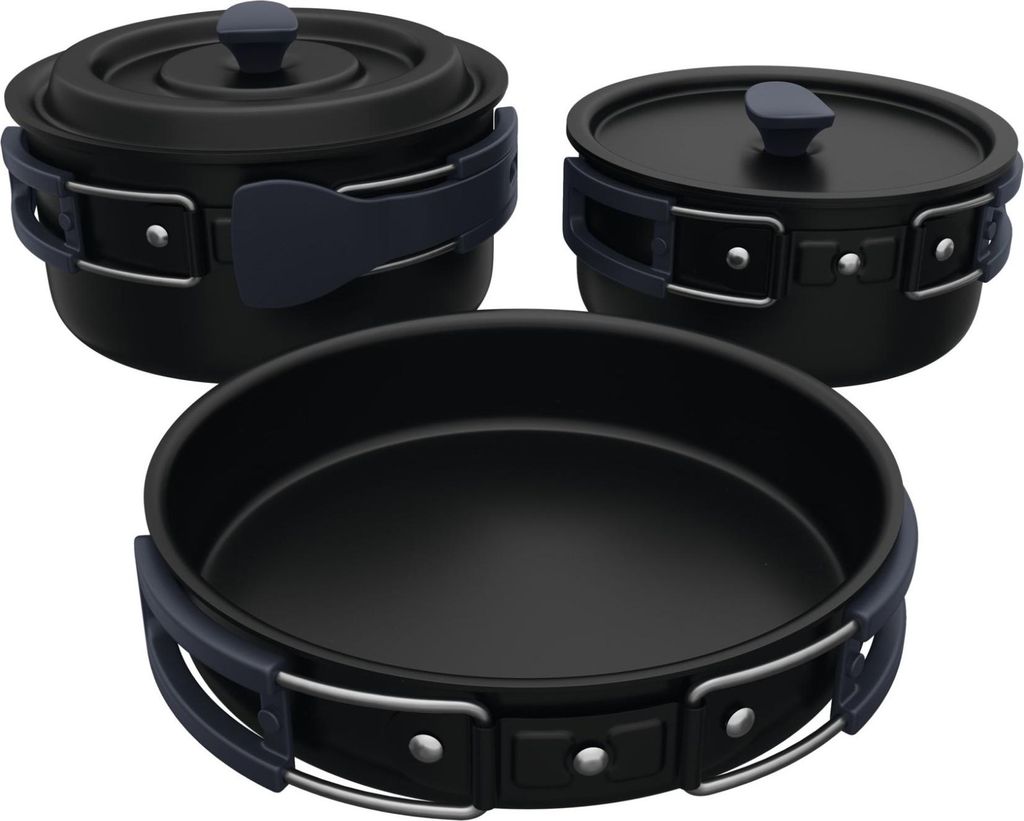ERNESTO Camping Kochgeschirr 7-teiliges Koch-Set Outdoor Töpfe Bratpfanne