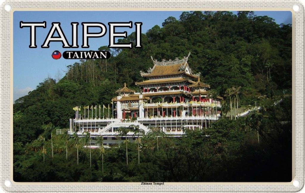 vianmo Blechschild 12x18 cm Taipei Taiwan Zhinan Tempel Bildmotiv Reisemotiv Abenteuer Reisen