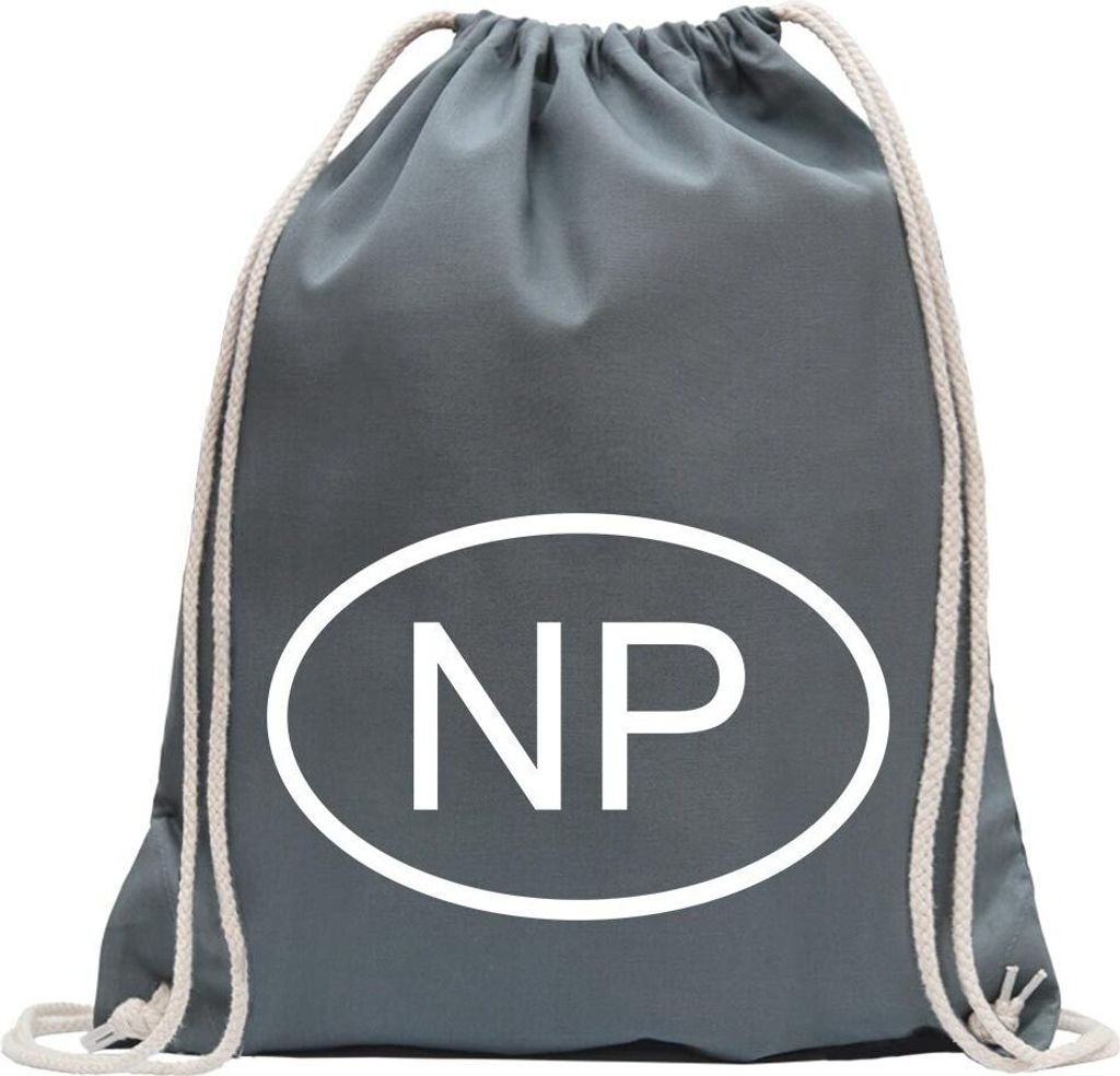 Kiwistar - Turnbeutel - stahlgrau - Nepal NP - Fun Rucksack Sport Beutel Gymsack Baumwolle mit Ziehgurt