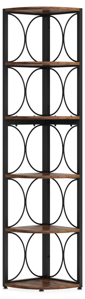 Étagère d'angle bibliothèque 170 cm brun chocolat à 6 niveaux robustes